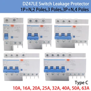 DZ47LE 1P+N 3P+N 2-4 Pole RCD RCBO Residual Current Circuit Breaker 10-63A Typ C - Picture 1 of 17