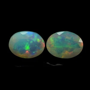 1,80 quilates y 8x6 mm_ ARCO IRIS MULTICOLOR ÓPALO NATURAL CORTE OVALADO 2 piezas PIEDRAS PRECIOSAS - Imagen 1 de 11