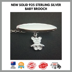 TEDDY BEAR TOY NEW BABY JEWELLERY SOLID 925 STERLING SILVER TODDLER PIN BROOCH - Picture 1 of 7