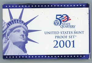 2001-S United States Mint Proof Set 10 Coins w/ Original Box and COA 752 - Picture 1 of 8