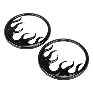 Black Flame Speaker Grill Accent Trim Cover Fit For Harley Electra Street Glide - Picture 1 of 11