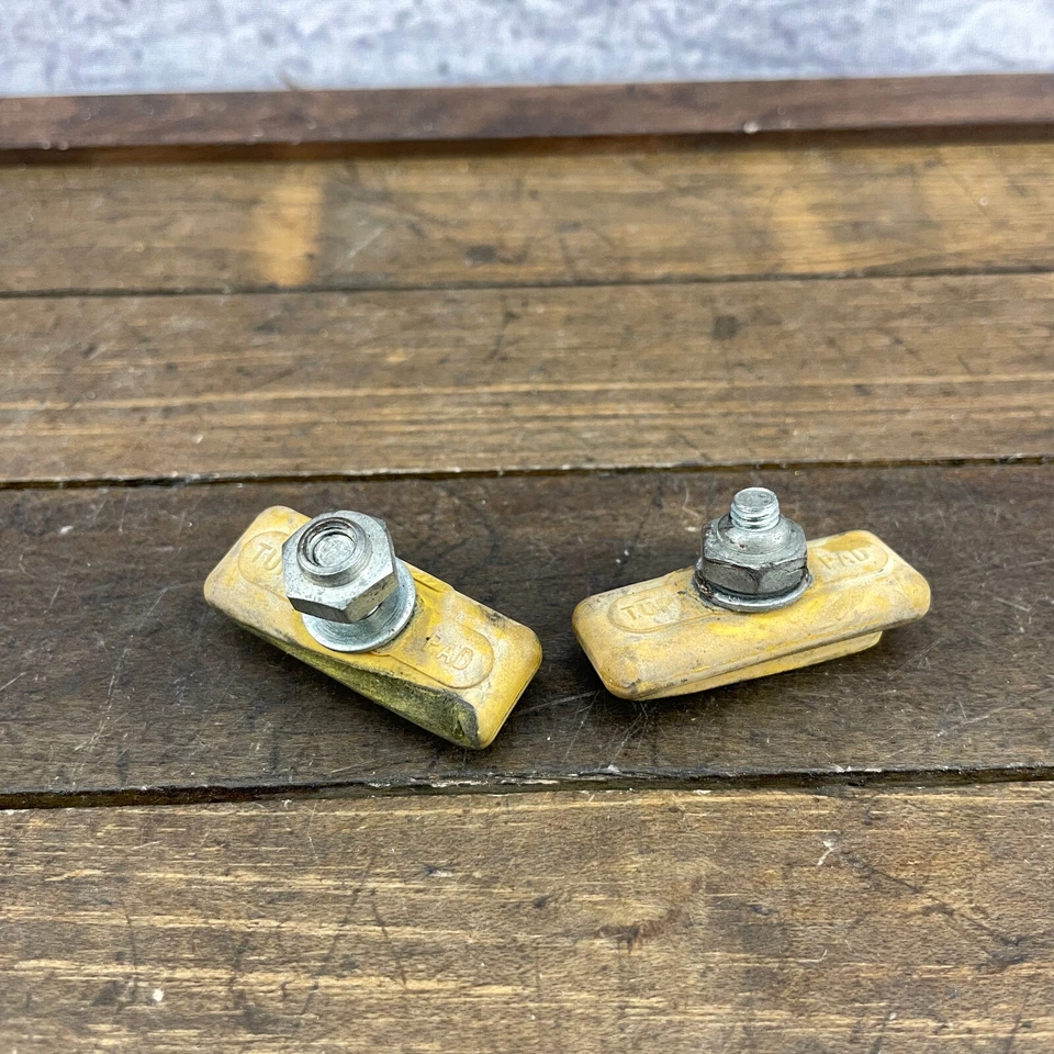 Vintage Skyway Tuff Pads Yellow Brake Pad Old School BMX Shoe OG 80s Threaded - Image 1 of 4