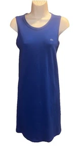 Lacoste Cobalt Blue Stretch Cotton Blend Gator Sleeveless Tank Dress 34 36” Long - Picture 1 of 8