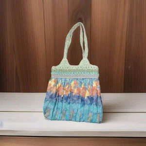 Cappelli Straworld Tote Shoulder Bag Straw Fabric Mix Floral Colorful SNAP Boho - Picture 1 of 8