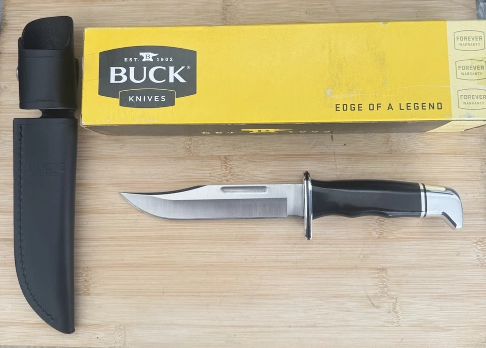 2016 Buck ножи 119 фиксированное лезвие нож США с кожаными ножнами новый из старых запасов - Изображение 1 из 4