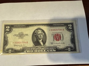 STAR 1953-C RED SEAL $2 Two Dollar Bill Uncirculated. Serial# * 03924794 A - Picture 1 of 5