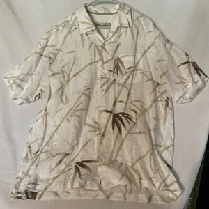 Camisa hawaiana de seda Tommy Bahama para hombre XL marfil manga corta bolsillo 100 % lino - Imagen 1 de 8