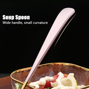 2PCS Stainless Steel Soup Spoon Set Smooth Surface Graceful Shape Kitchen - Picture 1 of 12