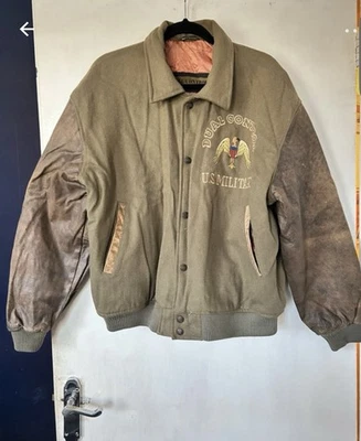 Vintage, Retro, Dual Control American Air Force Leather Arm Bomber Jacket Size L - Image 1 of 4