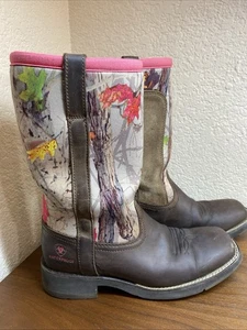 Ariat FatBaby Damen 6.5B Waterproof Camo Pink Leder Neopren Westernstiefel - Bild 1 von 20
