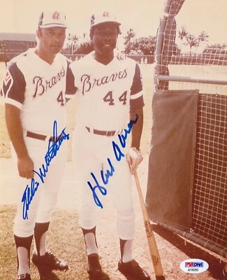 HANK AARON EDDIE MATHEWS DUAL SIGNED 8X10 PHOTOGRAPH AF09292 - Image 1 of 2