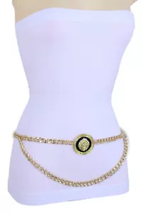 Mujer Cadena de Metal Dorado León Dije Medallón Cinturón Ostentoso Talla Grande XS S M L XL XXL - Imagen 1 de 12