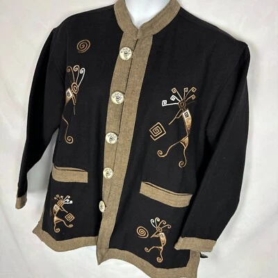 Jaqueta de arte vintage Venus Imports sudoeste GRANDE 100% algodão Kokopelli Nepal - Imagem 1 de 4