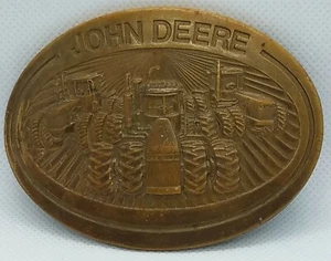 John Deere Tractores Agrícolas Publicidad Latón Hebilla Cinturón Moline Illinois 1981 - Imagen 1 de 2