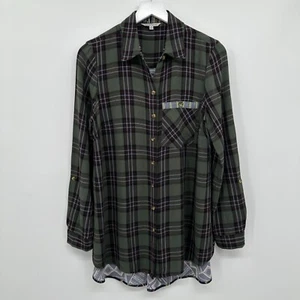 John Mark Tunic Top Shirt Small Oversize Plaid Boho Dark Academia Forest Earthy - Picture 1 of 21