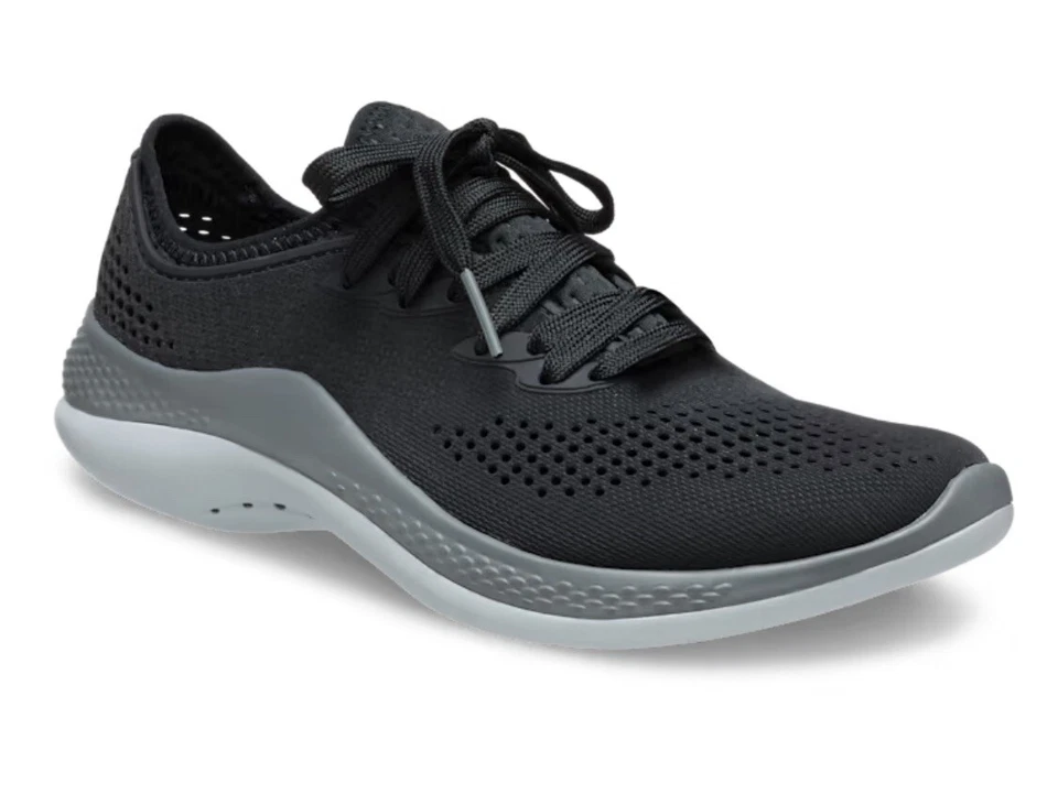 Crocs Women's 6 Sneakers Literide 360 Pacer Lace Up Tennis Shoes Black Gray