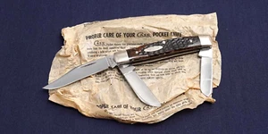 Cuchillo de sujeción Case 6392 3 hojas hueso jigged 1977 cromo vanadio 75 mm con caja - Imagen 1 de 16