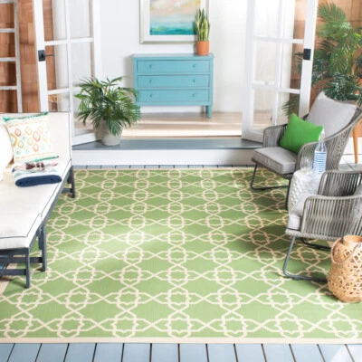 SAFAVIEH Indoor Outdoor CY6032-244 Courtyard Green / Beige Rug - Image 1 of 4