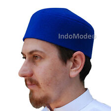 MUSLIM FASHION Soft Blue Moroccan Fez-style Kufi Hat Faux Felt Rigid Prayer Cap