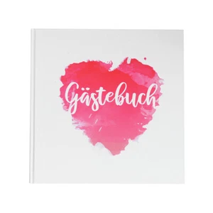 Gästebuch Herz Aquarell 21 x 21 cm 144 Seiten, Hochzeit Kommunion Taufe Vintage  - Bild 1 von 3