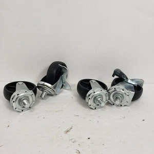 Set of 4 Caster Roller Wheels Screw In 2 W/Locks 4" x 1" Set of 4 Heavy Duty - Picture 1 of 11