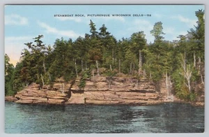 Steamboat Rock Picturesque Wisconsin Dells Wisconsin Postcard - Picture 1 of 2