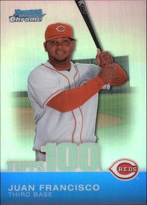 2010 Bowman Chrome Topps 100 Prospects Refractors Card #TPC60 Juan Francisco
