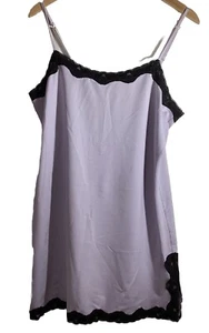 Soma Intimates Large Lavender Nightgown Black Lace Trim Poly Spandex Short Cool - Picture 1 of 10