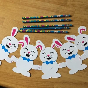 Easter Pencils With Bunny Card Set of 5 Pencils and 5 Cards - Picture 1 of 6