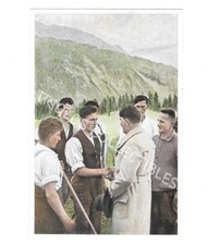 ADOLF HITLER AND WORKERS HOLDING HANDS, CIGARETTE TOBACCO CARD 8x12cm BB12