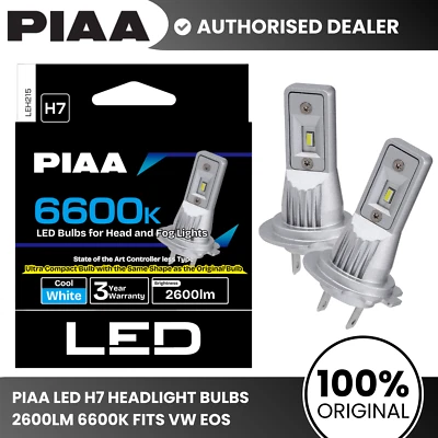 PIAA LED H7 Headlight Bulbs 2600lm Ultra Bright Light 6600K for VW Eos - Image 1 of 4