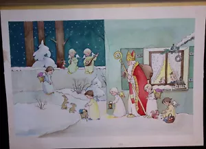 St. Nikolaus kommt, 9 orig Aquarelle v. Ilse Schmid 1964 - Bild 1 von 9