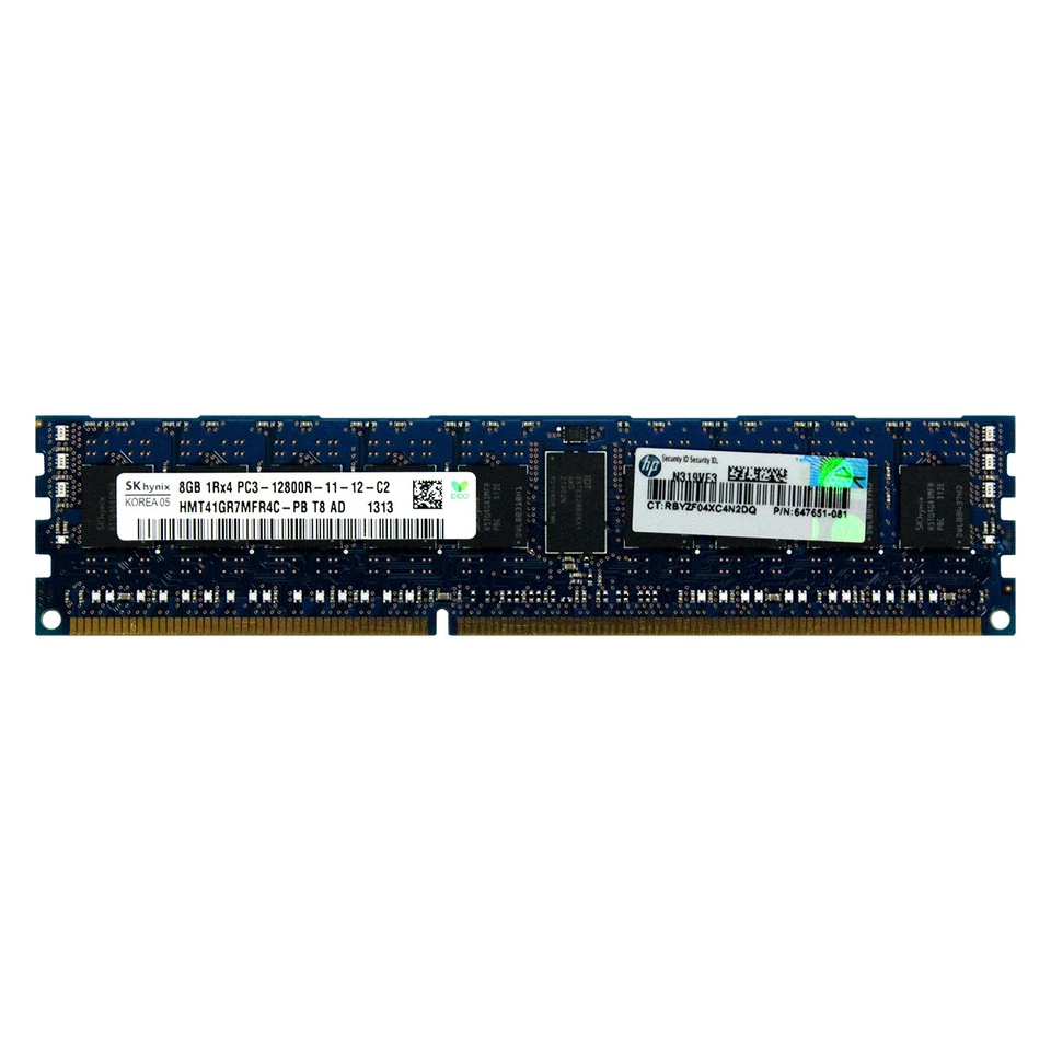 HP 647899-B21 647899-S21 664691-001 647651-081 8GB 1Rx4 PC3-12800 REG MEMORY RAM - Image 1 of 1
