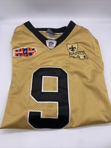 Reebok Authentic Gold Drew Brees New Orleans Saints Super Bowl Jersey Size 50 Cover