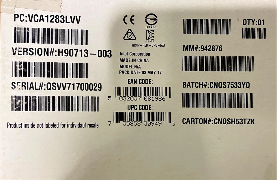 Intel VCA1283LVV Visual Compute Accelerator NEW BULK PACKAGING - Image 1 of 1