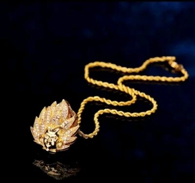 Dragon Ball Z  Vegeta Gold Necklace Pendant Whit Stones - Image 1 of 4