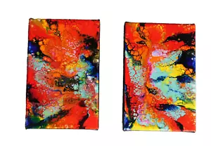Abstraktes zeitgenössisches Pour Gemälde Stil Original Kunst Rot - Bild 1 von 6
