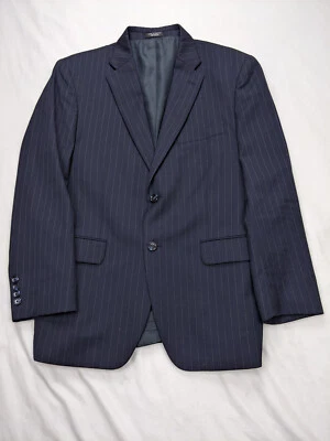 Abrigo Blazer Chaqueta Abrigo Deportivo Jones New York Para Hombres Talla 40S Azul Oscuro Lana a Rayas Foto 1 de 4