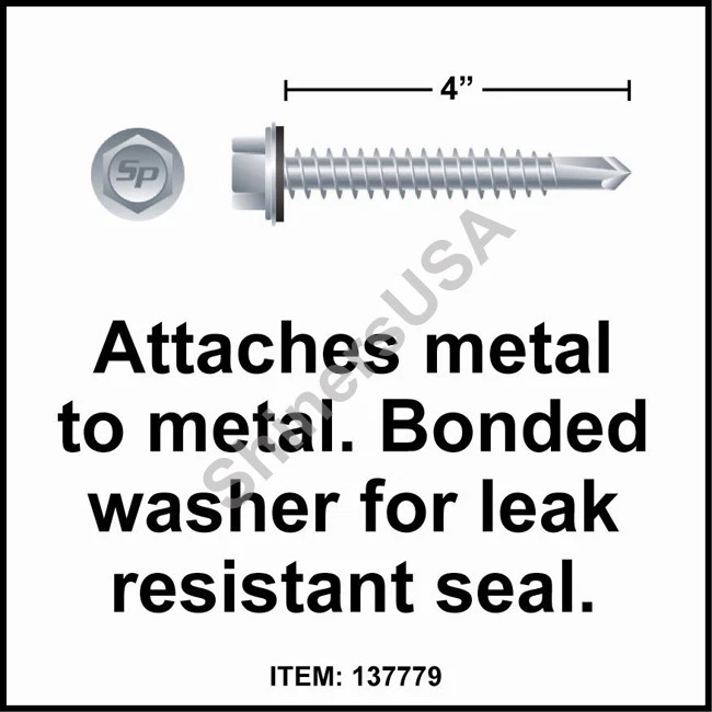 STRONG-POINT (500) Self Drilling Zinc Roof Screw 12-14x4 TEK 3 Hex Head Neo Washer 137779