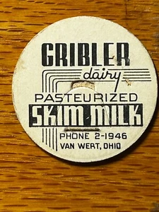 Vintage Gribler Dairy Skim Milk Van Wert Ohio   Milk Cap - Picture 1 of 1