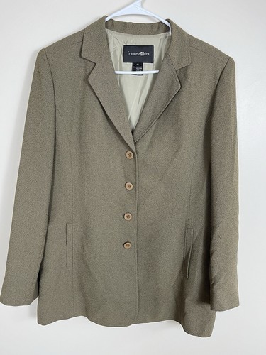VETEMENTS Giacca blazer donna Francess & Rita oliva chiaro taglia 12 foderata stile Y2K