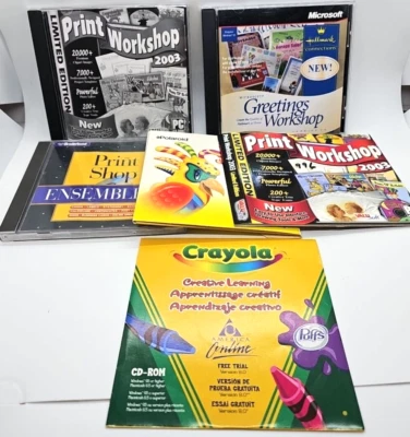 Broderbund Print Shop Deluxe Ensemble Polaroid Photomax MS Greeting Workshop LOT - Image 1 of 4
