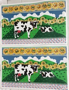 SET OF 2 SAME VINYL NON CLEAR PLACEMATS (18"x12") 2 COWS,SUNFLOWERS, LOVE HEARTS - Picture 1 of 12