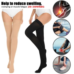 Anti-slip Thigh High Wrap Toe 20-30mmHg Medical Socks Compression Stocking US - Picture 1 of 15