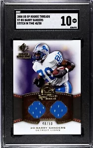 2008 SP Rookie Threads Barry Sanders Dual Game Used Relic #/50 SGC 10 GEM MINT - Picture 1 of 2