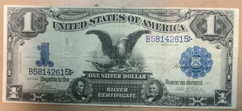 $1 1899 HIGHER GRADE XF BLACK EAGLE Silver Certificate Lyons Roberts Cover
