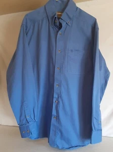 Ariat Shirt Mens Solid Deep Medium Blue Long Sleeve Button Down Size Large - Picture 1 of 3