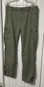 Vintage Polo Jeans Ralph Lauren Womens Pants 8 Army Green Cargo Zip Ankle - Picture 1 of 13