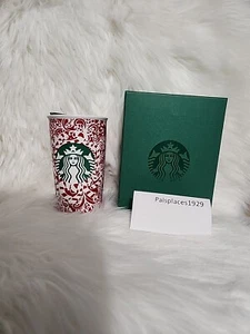 Starbucks 2016 Holiday Keramik Travel Mug Zuckerstange Keramik Logo Rot Weiß Neu - Bild 1 von 6