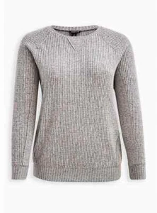Torrid Brushed Waffle Grey Crew Neck Long Sleeve Sweatshirt Sz 4 4X 26 #A41193 - Picture 1 of 5
